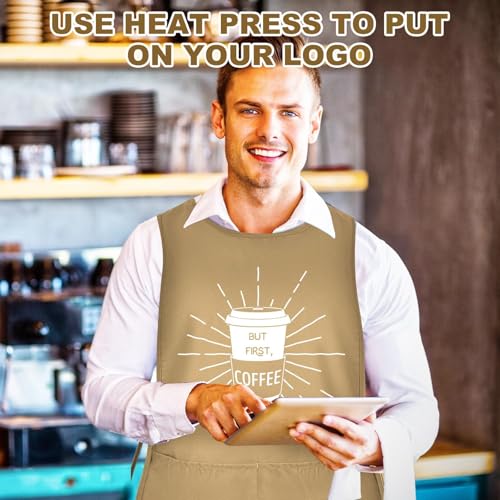 TFTAFAN Cobbler Apron Unisex Waterproof Apron with 2 Deep Pockets Art Smock for Painting Cleaning Artiest Apron work kitchen - color: Khaki