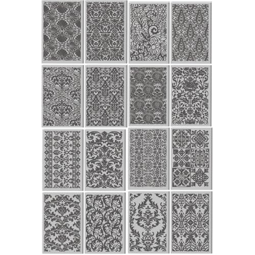 16 Pcs Damask Patterns Texture Pattern Polymer Clay Texture Sheet Bohemian Complex Flowers Patterns Rubber Clay Textures Mat for Polymer Making Earrings Jewelry DIY Crafts 4 × 2.5 Inch