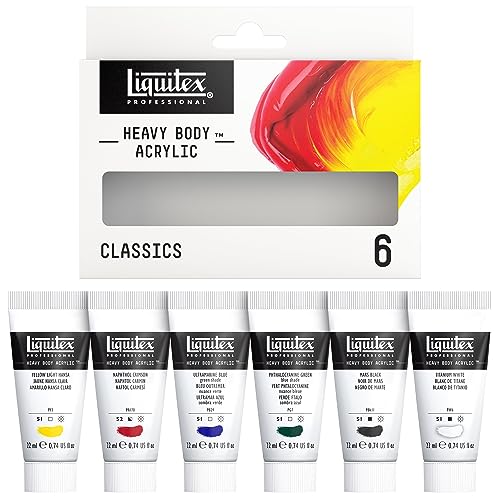 Liquitex Professional Heavy Body Acrylic Paint, 6 x 22ml (0.74-oz) Color Set,Blue,Green,White - style: Color Set 6 x 22ml (0.74-oz)