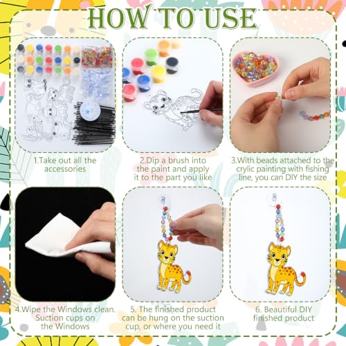 WinnerWhy 30 Sets VBS Rainforest Animal Suncatcher Craft Kit, DIY Jungle Sun Catchers Bulk Paint Your Own Window Art Ornaments for Adult Home Birthday Activity Party Decor - style: Rainforest