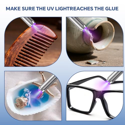 UV Resin Kit with Light,50g Fast Curing & Bonding UV Resin and 395nm UV Flashlight for Beginner,UV Glue Adhesive for Bonding Jewelry,Plastic and Glass Repairs - size: 50g