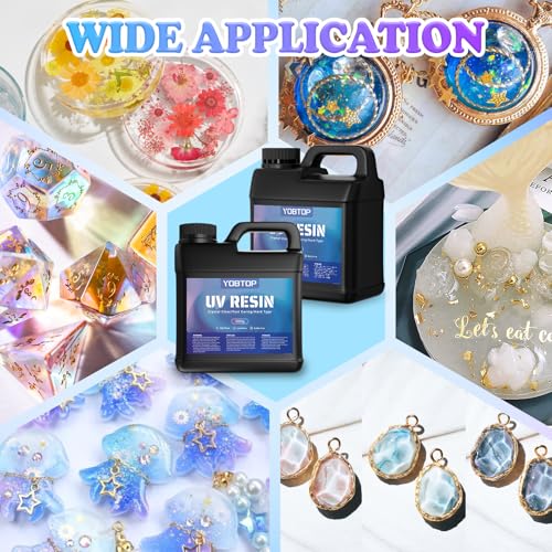 UV Resin 2000g Bulk, Advanced Formula UV Resin, Crystal Clear Odorless Hard Fast Curing for Jewelry Making, DIY Crafts, Coating & Casting - size: 2000g-2