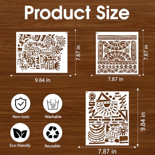 Mixed Stencils for Painting on Wood Reusable Geometric Stencils for Crafts - style: Textures