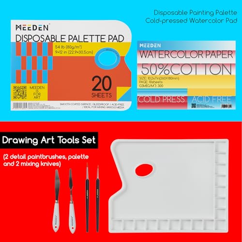 MEEDEN Professional Art Supplies - 142PCS All-in-one Painting Kits for Adults, Beechwood Easel, Aluminum Alloy Bracket, 30 Quality Brushes, 96 Paints & Other Professional Art Supplies. - size: 142pcs