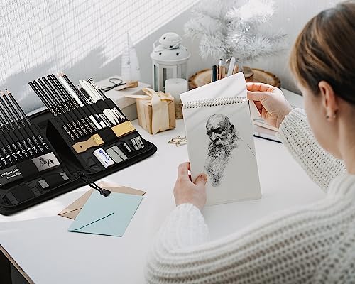 Brusarth 42 Pack Drawing Set Sketching Kit, Pro Art Sketch Supplies with Sketchbook, Include Graphite Pencil, Charcoal Pencil, Sharpener, Eraser Art Supplies for Artists Adults Teens Beginner