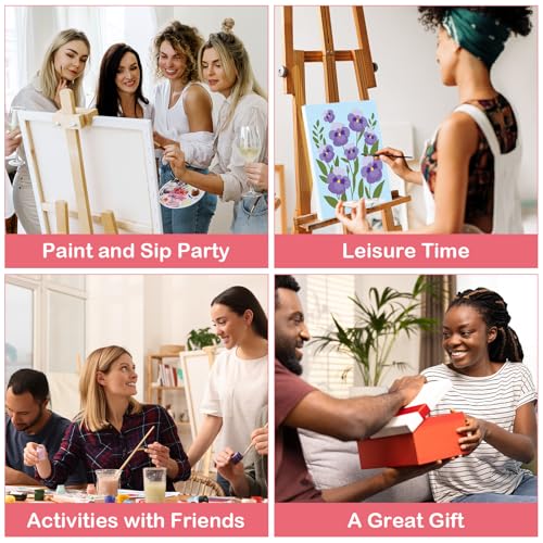 16 Pcs Pre Drawn Canvas for Painting for Adults Sip and Paint Kit Pre Printed Canvas to Paint DIY Art Party Supplies Girls Night Date Night (Floral Pattern, 8x10 in) - size: 8x10 in, style: Floral Pattern