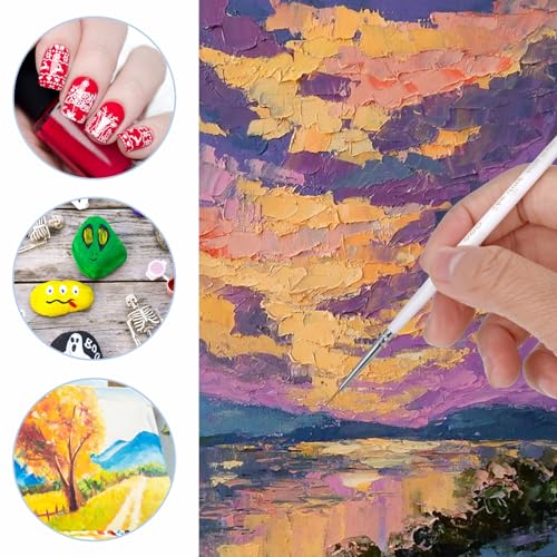 12 Pcs Script Liner Brush Highly Flexible Paint Brushes Extra Long Fine Point Tip Detail Paintbrushes for Model Fingure Watercolor Acrylic Miniature Painting