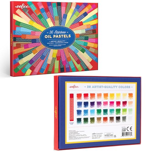 eeBoo Oil Pastels Rainbow - 36 Artist-Quality Blendable Color Sticks, Bold Pigments for Drawing & Blending, Sliding Gift Box, Kids Ages 5 and up - style: Rainbow