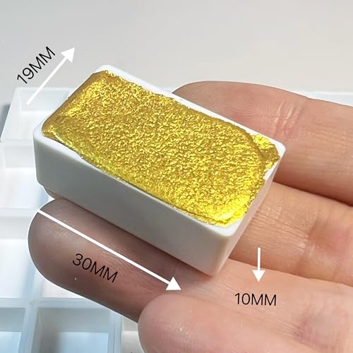 Handmade Watercolors - Metallic Glitter Paints 24K Merck Gold - Full Pans Premium Pigment Watercolour for Artists, Students, Hobbyists, Calligraphers - color: 24K Merck Gold (Full Pan)