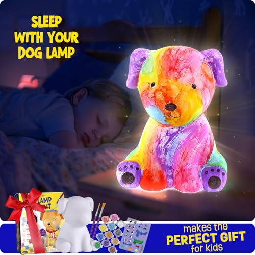 LAOESE Paint Your Own Dog Lamp Kit, Art Supplies Painting Kits for Kids, Arts and Crafts for Kids Ages 8-12, Dog Toys Girls Boys Birthday Gifts for Kids Ages 3 4 5 6 7 8 9 10 11 12+ - style: Dog