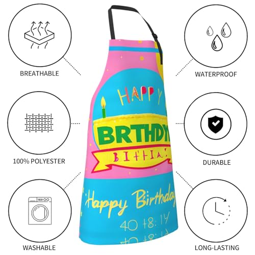Cartoon heart sun Heavy Duty Waterproof Apron with Pockets for AdultsResistant Grilling, Gardening, Painting - color: Happy Birthday Balloon