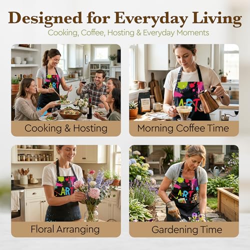 Cute Painting Artist Apron with 2 Pockets and Adjustable Strap,Splash-resistant Painting Aprons for Adults, Art Apron Bib Apron for Women,Teacher,Student Painter
