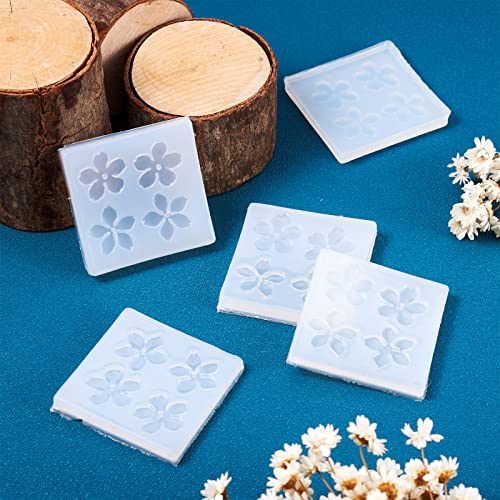 Craftdady 10pcs Flower Silicone Mold 4 Shapes Floral 5-Petal Flower Resin Casting Mold for Epoxy Resin UV Resin Pendant Earring Jewelry Keychain Making - color: Transparent, Flower-a
