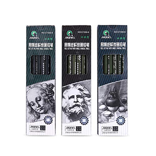 Charcoal Pencil Set - 12pcs/pk - Black Free Cutting Paper Handle Charcoal Pencil C7350 (Super Soft) - style: Super Soft