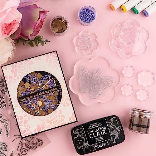 Briartw 9 Pieces Acrylic Stamp Block Clear Stamping Tools Set with Grid Lines for Scrapbooking Crafts Card Making,Clear Acrylic Stamp Block Kit with Grid Lines,Rounded Edge,Thickness 8mm - color: 9 Pcs Flower Shape