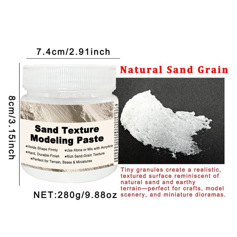 Acrylic Modeling Paste 3D Art Texture Paste 9.88oz/280ml, Ideal for Wood/T-Shirts/Glass/Stone, Sculpting Material Fast Drying Gesso Alternative DIY Crafts Projects (Sand Texture Paint with Bags) - color: Texture Paste with Bags