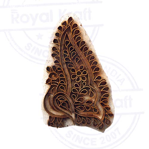 Fancy Wood Stamp Brass Peacock Designs Clay Printing Block - size: BSCtag008