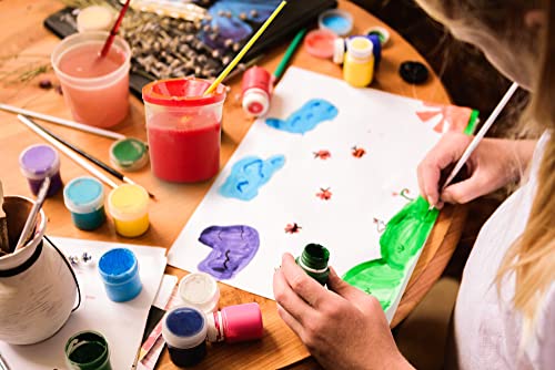 Kids Painting Set, Washable Paint for Kids with Painting Cups, Tempera Paint Set with Toddler Paintbrushes, Classroom Paints 16 oz Ea. Toddler Bulk Paints Supplies, Gifting Bundle - color: Paint with Paint Cups