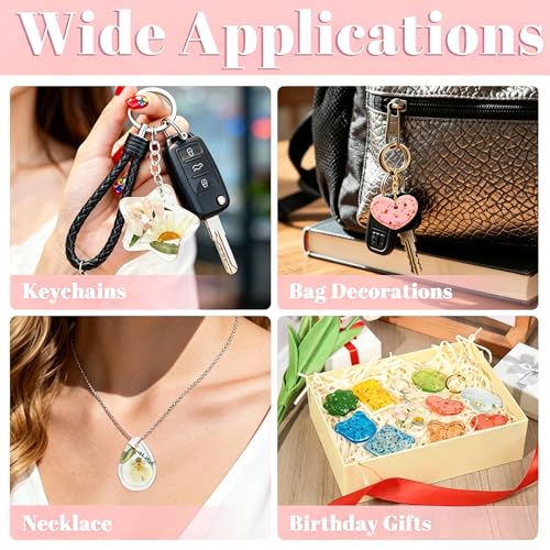 Keychain Silicone Mold, Keychain Resin Mold with Key Ring Accessory, Epoxy Resin Jewelry Molds for DIY Keychains, Necklace, Pendant - color: Keychain-A