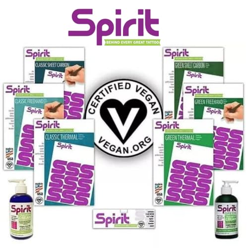 Spirit® Green Thermal Tattoo Stencil Transfer Paper, 8.5" X 14" - 100 Sheets, Certified Vegan, Proudly Made in the USA