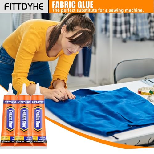 3Pcs Fabric Glue Permanent, 60 ML Washable Clear Clothing Glue, Super Fabric Glue for Rhinestones, Patches, Clothes, Denim, Leather, Polyester, Fabrics, Doll Repair, Flannel, Cotton - size: 3 count