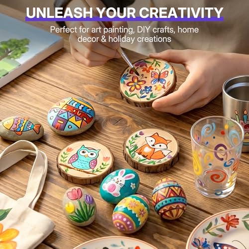 WUO 18 Colors Acrylic Paint Set, 250ml/8.45oz Bottles Acrylic Paint, Professional Large Bulk Rich Pigment, Non-Toxic Multi-Surface Art Supplies for Artists Beginners Adults on Canvas Wood Rock Crafts - color: 18 Colors