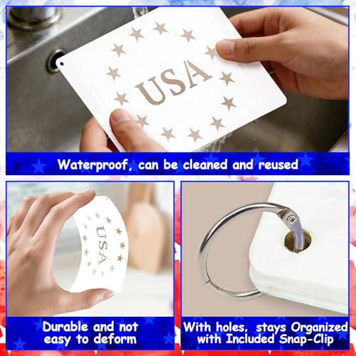 12 Pcs Independence Day Star Stencils for Painting Set, Reusable 4th of July Multiple Sizes Painting Templates, Memorial Labor Day Patriotic Stencil Craft Drawing Templates DIY Scrapbook, Wood Signs - style: Independence Day Star