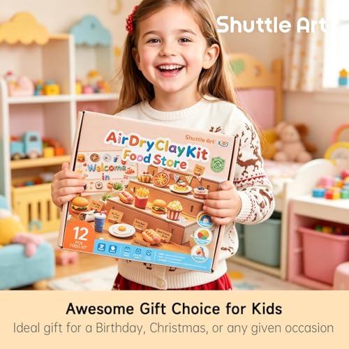 Shuttle Art Air Dry Clay for Kids - Food Store, 21 PCS Modeling Clay Kit with Sculpting Tools and Tutorials, Safe & Non-Sticky, Craft Gifts for Boys & Girls - style: Food Store