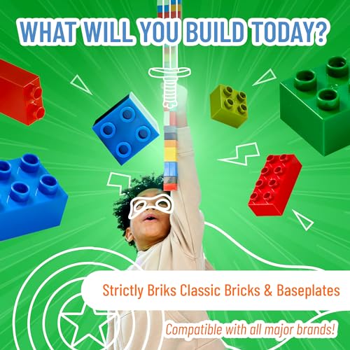 Strictly Briks Classic Bricks Starter Kit - Creative Building Blocks Set - Stackable White 2x4 Kids Blocks - Compatible with Major Brick Brands - 96 Pieces, White - color: White 2x4 - 96 Pieces