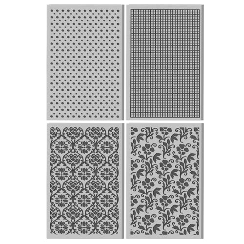 4 Sheets Simple Polka Dots Grids Pattern Polymer Clay Texture Sheet Vintage Flowers Patterns Rubber Clay Texture Mat for Polymer Clay Making Earrings Jewelry DIY Crafts 4 × 2.5 Inch - style: Polka Dots Grids