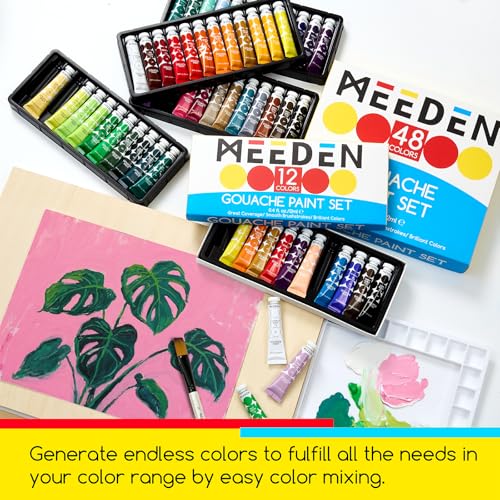MEEDEN Gouache Paint Set, Non-Toxic 24 x 12ml/0.4oz Water-Based Gouache Tubes Paints for Canvas & Paper, Art Supplies for Artist, Adults, Beginners - color: 24 Colors
