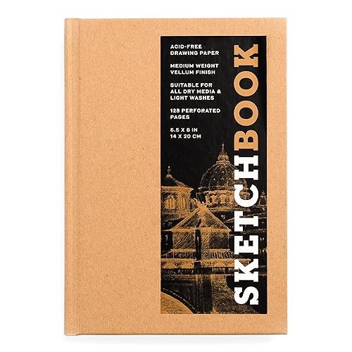 Sketchbook 5.5 x 8" Kraft Hardcover Mixed Media Sketchbook for Drawing: Acid-Free Quality Paper (128 pages) (Union Square & Co. Sketchbooks)
