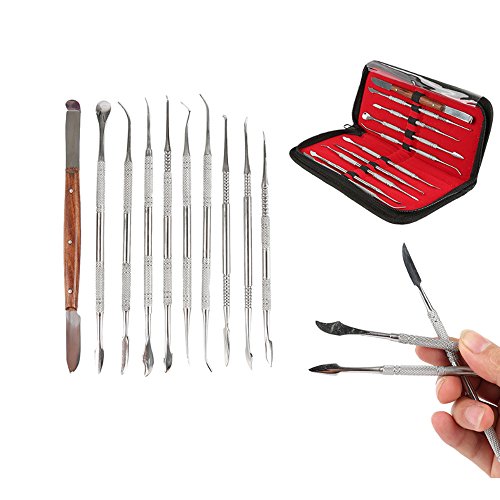 Angzhili Stainless Steel Dental Wax Carver Tools,10 Pcs Plaster Carving Knife,Wax Carving Kit for Wax Shaping,Dental Lab Tool,Dentist Sculpture Instruments Kit with Case