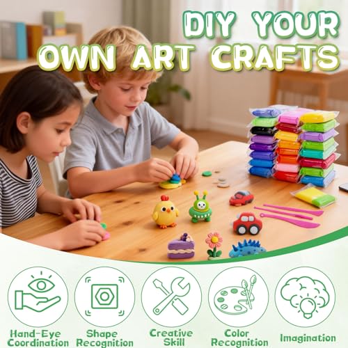 Air Dry Clay - 36 Colors Modeling Clay for Kids, Boys and Girls, Air Dry Clay Bulk Kit for Adults with 3 Sculpting Tools and Instructions, Safe, Non-Toxic, DIY Model Magic Clay Gifts Kids Toys - color: 36 Pack