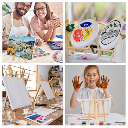ESRICH 2 Pack 11.8" Wood Easels,Tabletop Easel for Painting,Painting Party, Displaying Canvases, Kids Student Table School Desktop, Portable Canvas Photo Picture Sign Holder - style: 11.8"-2P