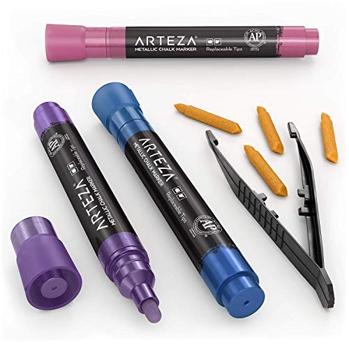 ARTEZA Liquid Chalk Markers, Set of 8, Metallic Colors, Erasable - color: Metallic