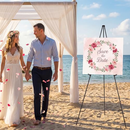 2 Pack Easel Stand for Sign, 66" Easel Stand for Painting & Display Black Aluminum Metal Tripod with Carry Bag, Portable Travel Easel for Adults Artists Wedding Sign