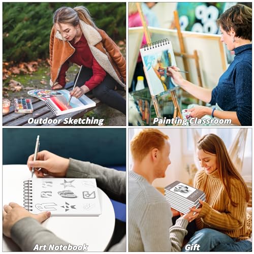 10 Pack 400 Sheets Heavyweight Sketchbook 9 x 12 in 200GSM Very Thick Mixed Media Art Drawing Paper Bulk Top Spiral Bound Sketch Pad Marker Paper Hardcover Acid Free for Artist Beginner Art Supplies - size: 9 x 12"-400 Sheet-10 Pcs
