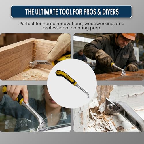 LU&MN Carbide Scraper Tool – 1-INCH Tungsten Carbide Triangular Blade, Heavy-Duty Paint, Glue & Putty Remover with Ergonomic Non-Slip Handle - style: 1"Triangle