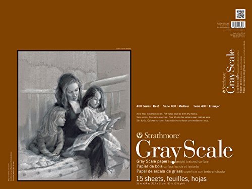 Strathmore 400 Series Tape Bound Gray Scale Pad, 80 lb. Textured Surface, 18 X 24 inches, Assorted Tints, 15 Sheets (4400-18) - size: 18x24