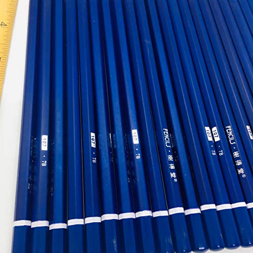 XDT#7B Drawing Pencils 24 Piece Set, Pro Art Graphite Sketching&Shading Supplies, Ideal For Kid Beginner Student Adults Artist - color: Blue
