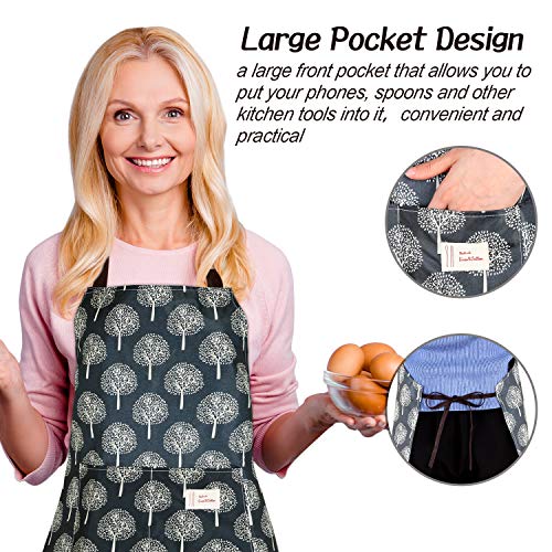 SATINIOR 3 Pieces Waterproof Bib Apron with 2 Pockets Adjustable Cooking Kitchen Apron for Women Men Chef BBQ Baking Cleaning - color: Black and Grey