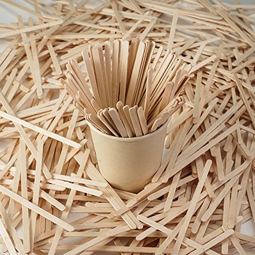 500 Wooden Coffee Stirrers - Biodegradable 5.5" Coffee Stirrers Wood, Coffee Mixer Stick, Disposable Coffee Stirs, Stirring Sticks - BPA free Round-End Birch Wooden Stir Sticks For Coffee Bar - size: 5.5 Inches - 500 Sticks