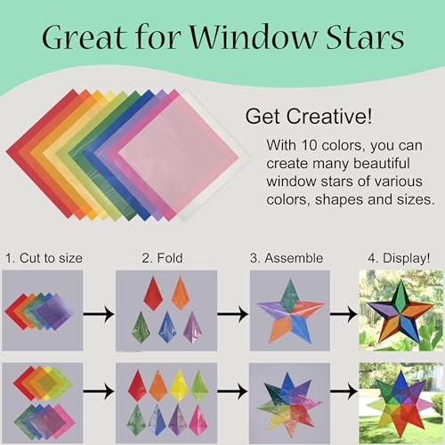 Translucent Wax Paper, Kite Paper, Glassine Papers. Suitable for Making Window Stars, Waldorf Stars (Bright, 6 x 6 inch) - color: Bright, 6 x 6 inch