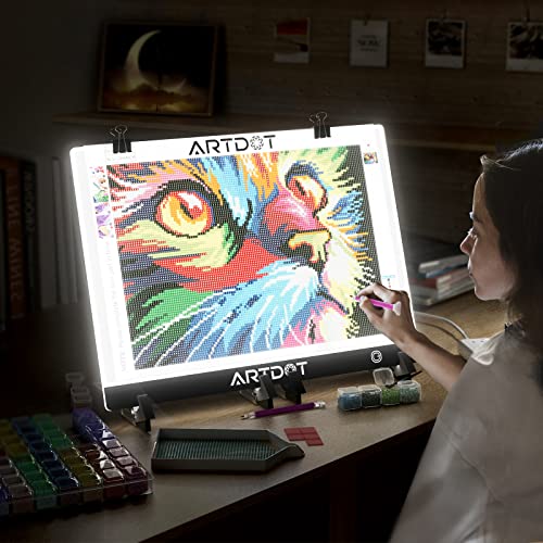 ARTDOT A3 LED Light Pad for Diamond Art Kits for Adults, USB Powered Light Board Kit, Adjustable Brightness with Diamond Painting Tools Detachable Stand and Clips - size: A3