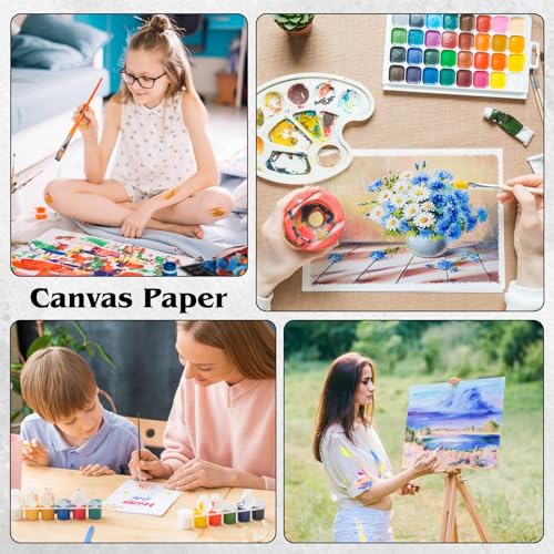12 Sheets Canvas Paper Pad 8”x10”, 350 GSM Glue Bound Canvas Sketchbook for Adults and Students - Acrylic Painting, Oil Painting - size: 8”x10”