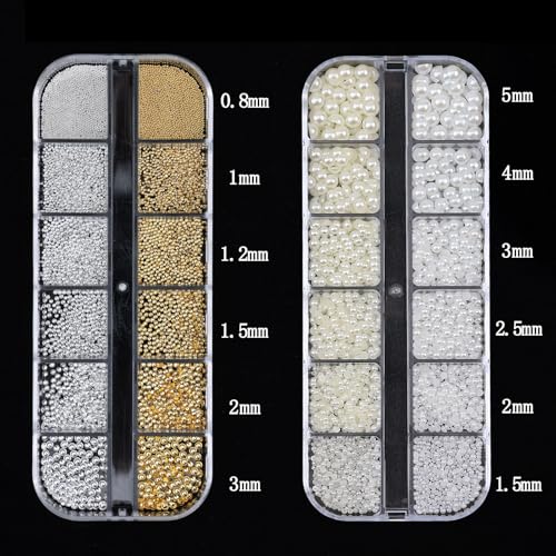 Nail Art Pearls with Nail Rhinestones Glue Gel Flatback Pearls Nail Charms Luxurious Nail Supplies Accessories Gold Silver Nail Gems Jewelry Pearls for Women Nail Design - color: Colorful-01