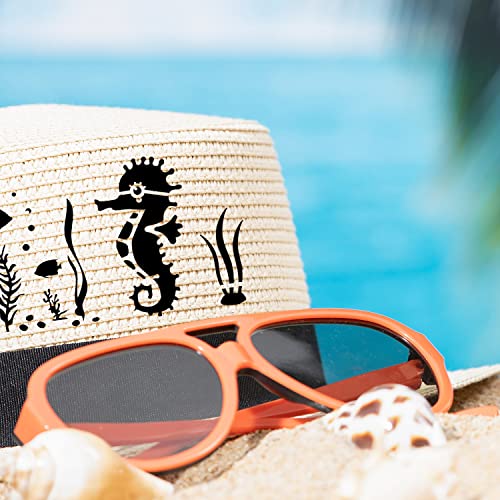 64 Pieces Stencils for Painting, Small Reusable Sea Life Mermaid Stencil, Art Craft Template for Painting on Wood, Wall, Fabric, Rock, Chalkboard, Sign, DIY Art Scrapbook Projects(Ocean) - style: Ocean