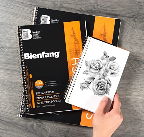 Bienfang Sketch Pad 8.5x11 Inch, 100 Sheets of 60lb 90gsm Art Paper, Spiral Bound Sketch Book Drawing Notebook - size: 8-1/2 by 11-Inch