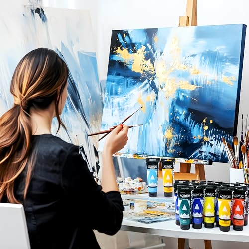 AUREUO Phthalo Blue Acrylic Paint, 4 Fl Oz / 120ml Single Tube Phthalocyanine Blue, Rich Pigment Art Craft Paints for Canvas, Rocks, Wood, Ceramic, Fabric - color: Phthalocyanine Blue, size: 4 Fl Oz (Pack of 1)